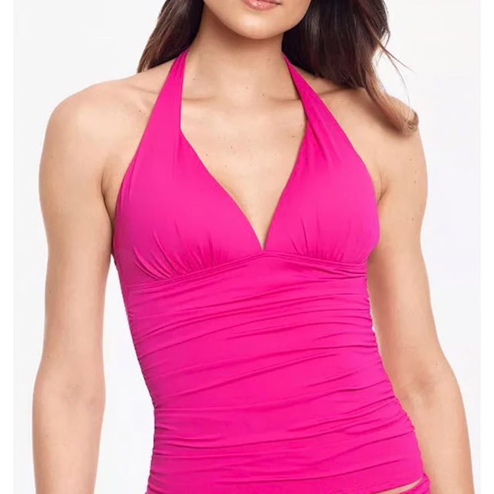 NWT Hot Pink Halter Swimsuit Top Ralph Lauren sz 6